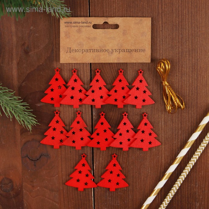 Елочные игрушки «Красные ели», 4.5×3.5 см - Фото 1