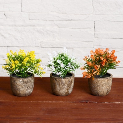 Искусственный цветок в горшке «Седум», 6×10 см, МИКС