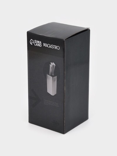 Подставка для ножей и ножниц Magistro «Металлик», 10×10×23 см, серебристая