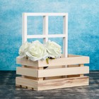 Кашпо деревянное 25×18×30 см "Букет под окном", с ручкой, натуральный белый - Фото 1