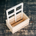 Кашпо деревянное 25×18×30 см "Букет под окном", с ручкой, натуральный белый - Фото 3