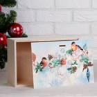 Коробка подарочная "Новогодняя, со снегирями", натуральная, 20×30×12 см - Фото 3