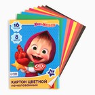 Картон цветной, А4, 16 листов, 8 цветов, немелованный, односторонний, в папке, 220 г/м², Маша и Медведь - Фото 5