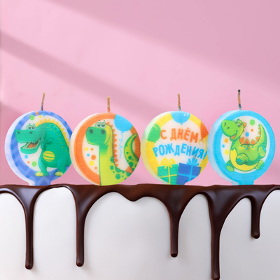 Свечи в торт «Динозаврики», 4×4.4 см, 4 шт.