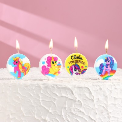 Свечи в торт «Пони», размер 1 свечи 4×4.4 см, набор 4 шт.