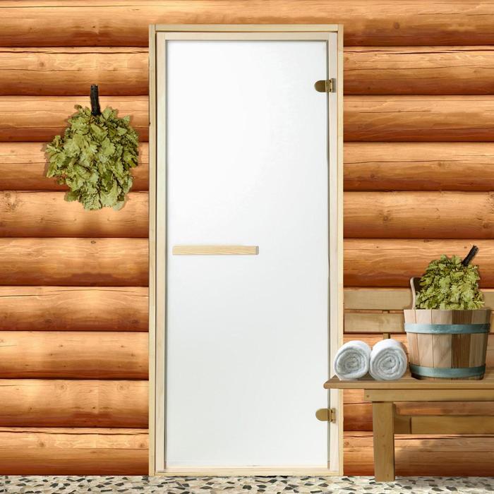 Дверь для бани и сауны «Сатин», размер коробки 190 × 70 см, 2 петли, 6 мм - Фото 1