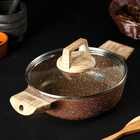 Сотейник литой Cafe, d=20 см, стеклянная крышка, съёмная ручка, индукция - Фото 1