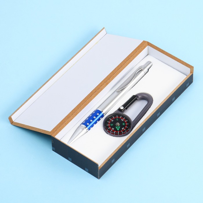 Набор подарочный 2в1 (ручка, карабин-компас) микс - Фото 1