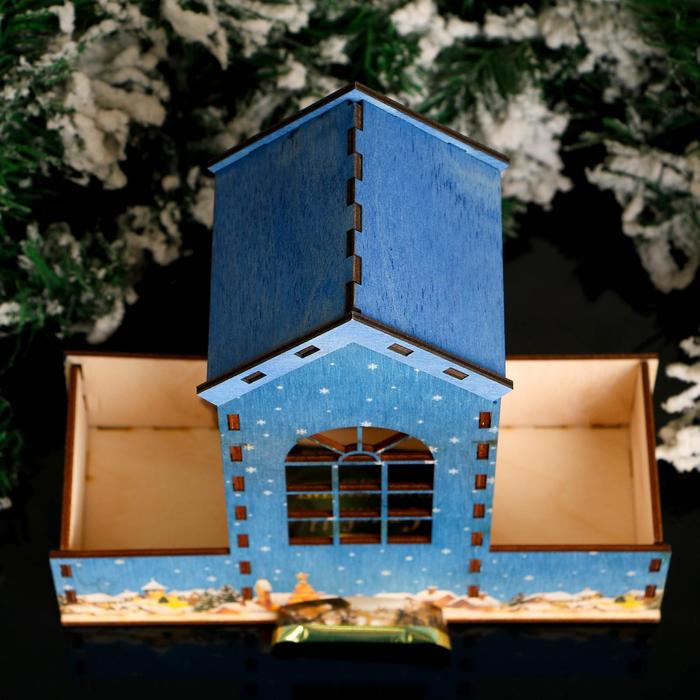 Чайный домик "Башенка. Зимняя сказка", натуральный,  20×20×8,6 см - фото 1909943503