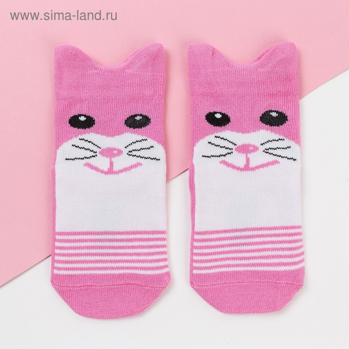 Носки детские «Котик», цвет розовый, размер 16-18 - Фото 1