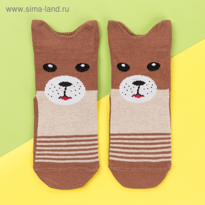 Носки детские «Медведь», цвет светло-коричневый, размер 12-14 - Фото 1