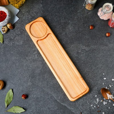 Блюдо-доска сервировочное деревянное, 40×10 см, для сервировки и подачи, массив ясеня