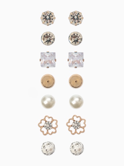 Серьги пусеты QF «На каждый день», 7 пар, набор вечеринка, миксы