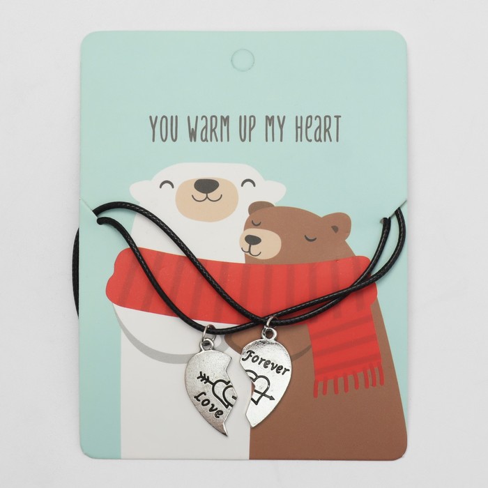 Кулоны «Неразлучники» love forever, цвет серебро, 40 см - Фото 1