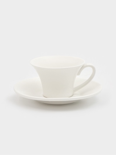 Кофейная пара Wilmax, 2 предмета: кружка 100 мл, блюдце d=13 см, фарфор, белая