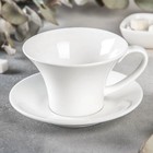 Чайная пара фарфоровая Wilmax, 2 предмета: чашка 330 мл, блюдце, цвет белый - фото 321266883