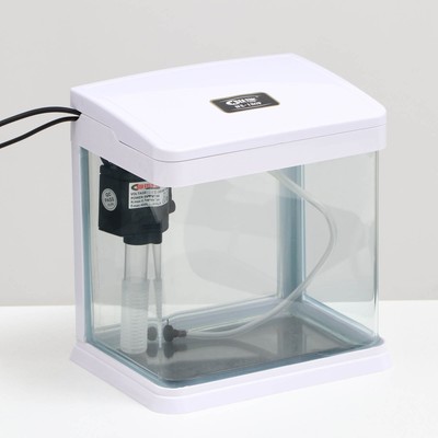 Аквариум SeaStar HX-180F в комплекте: LED-лампа, фильтр, 3.5 л, белый