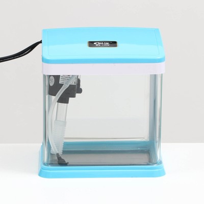 Аквариум SeaStar HX-180F, 3.5 л, в комплекте: LED-лампа, фильтр, синий