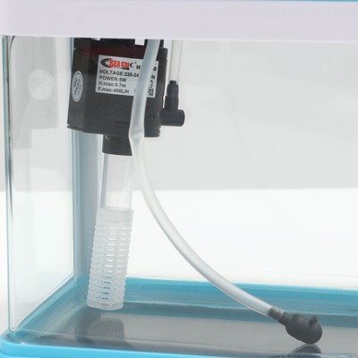 Аквариум SeaStar HX-180F, 3.5 л, в комплекте: LED-лампа, фильтр, синий