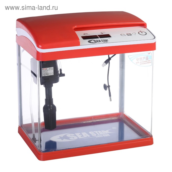 Аквариум SeaStar HX-319F в комплекте: LED-лампа, фильтр, 18 л, красный - Фото 1
