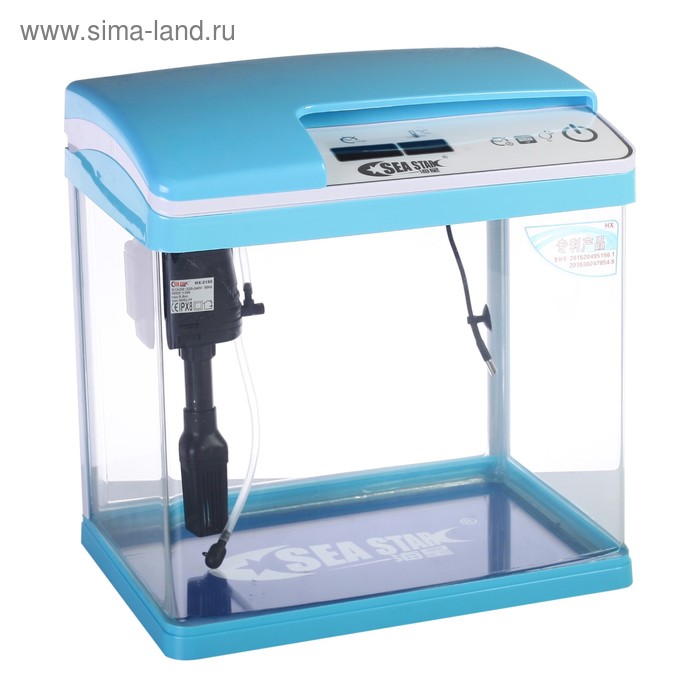 Аквариум SeaStar HX-319F в комплекте: LED-лампа, фильтр, 18 л, голубой - Фото 1