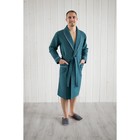 Халат мужской, шалька+кант, размер 58, цвет изумрудный, вафля - фото 298195459