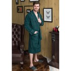 Халат мужской, шалька+кант, размер 58, цвет зелёный, махра - Фото 2