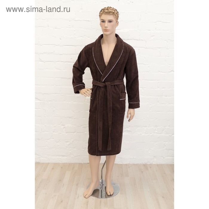Халат мужской, размер 54, цвет шоколадный, махра-велюр
