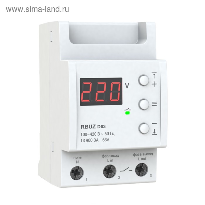 Реле напряжения RBUZ D63A, 63 А, 13900 ВА - Фото 1