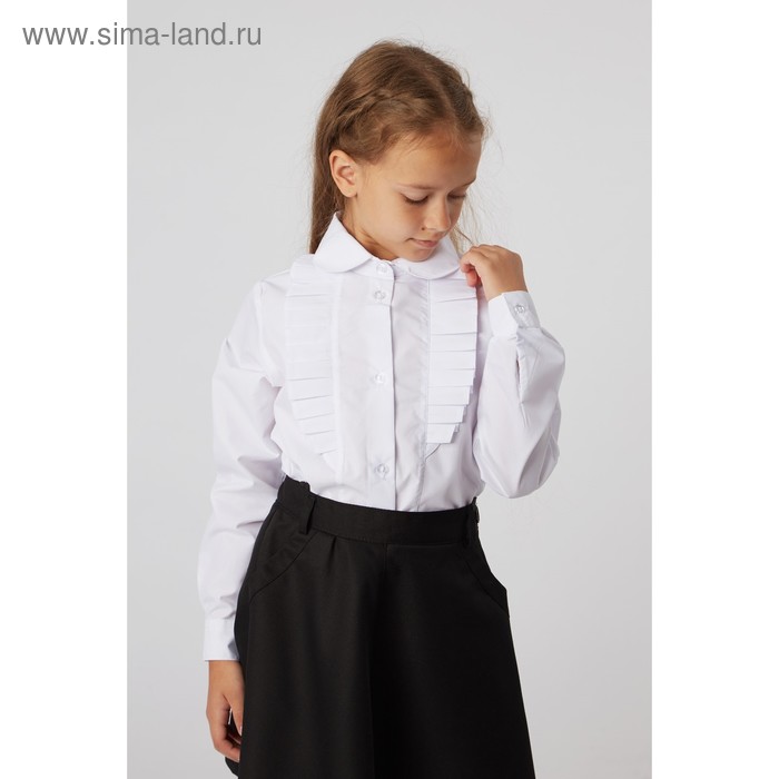 Блузка для девочки, цвет белый, рост 128 см - Фото 1