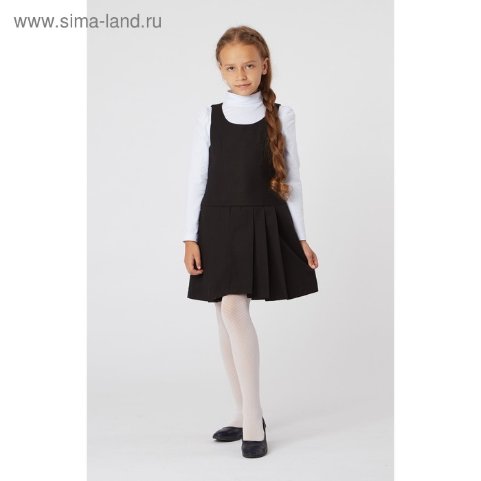 Платье с юбкой в одностороннюю складку, черный, рост 128 (32/S) - Фото 1