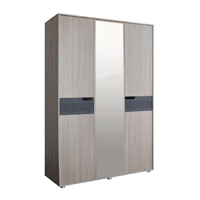 Шкаф 3-х дверный с зеркалом «Мишель», 1534 × 590 × 2216 мм, цвет дуб сонома / графит
