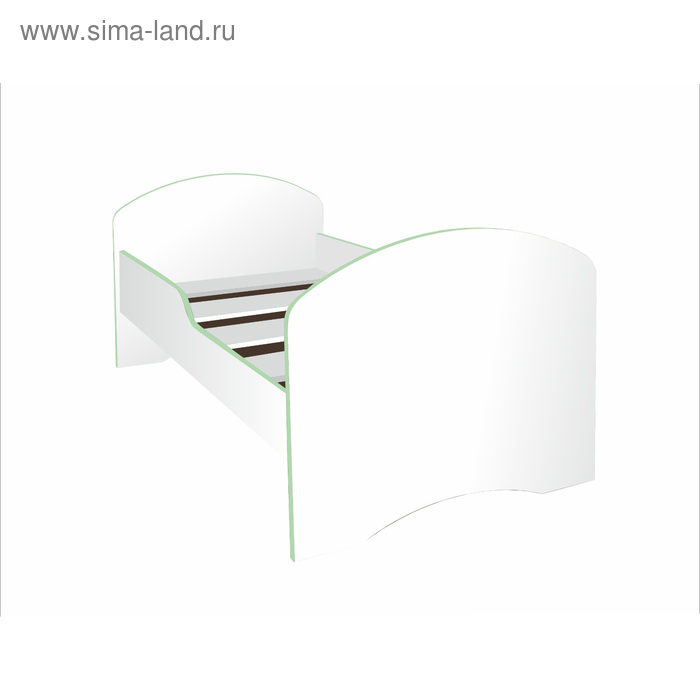Кровать детская, спальное место 1600 × 700 мм, цвет белый / кромка зелёная - Фото 1