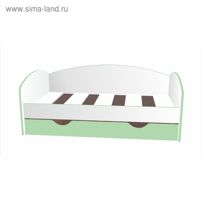 Кровать-тахта детская, спальное место 1600 × 700 мм, цвет белый / зелёный - Фото 1