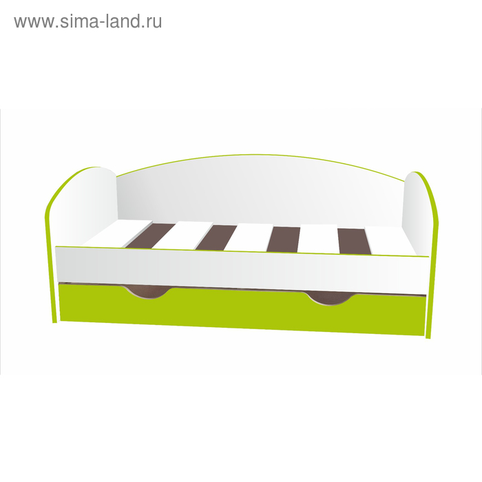 Кровать-тахта детская, спальное место 1600 × 700 мм, цвет белый / лайм - Фото 1