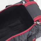 Сумка спортивная, отдел на молнии, 3 наружных кармана, длинный ремень, цвет чёрный/красный - Фото 3