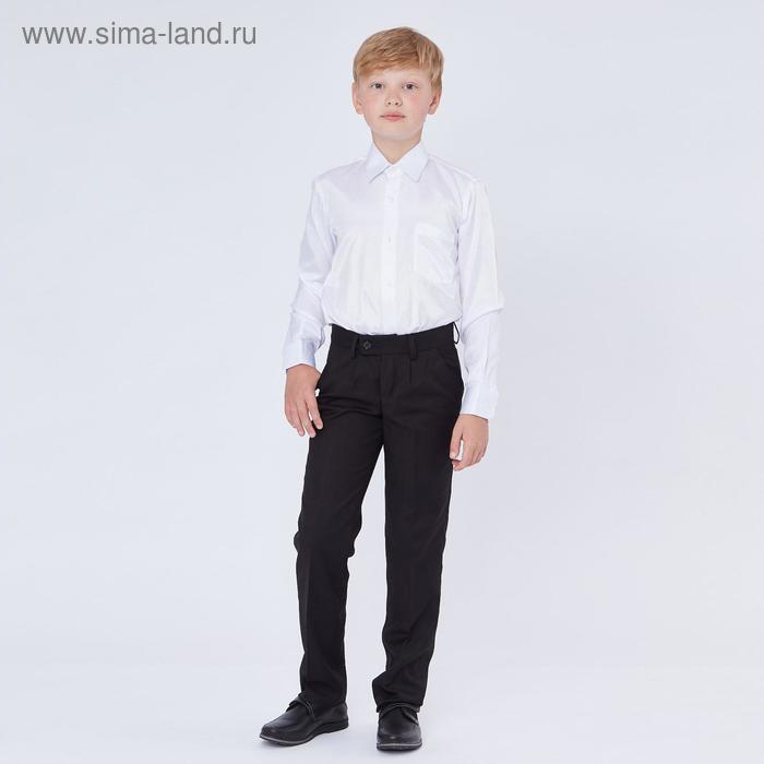 Школьные брюки для мальчика, прямые с посадкой на талии, чёрный, рост 140 (34/S) - Фото 1