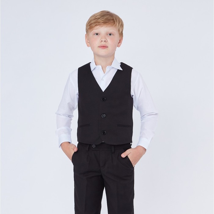 Школьный жилет для мальчика, чёрный, рост 140 (34/S) - Фото 1