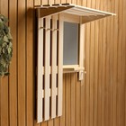 Полка - вешалка для бани и сауны, настенная с зеркалом, липа, 3 крючка, «Добропаровъ» - Фото 1