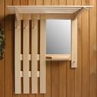 Полка - вешалка для бани и сауны, настенная с зеркалом, липа, 3 крючка, «Добропаровъ» - Фото 2