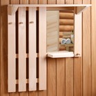 Полка - вешалка для бани и сауны, настенная с зеркалом, липа, 3 крючка, «Добропаровъ» - Фото 3