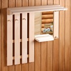 Полка - вешалка для бани и сауны, настенная с зеркалом, липа, 3 крючка, «Добропаровъ» - Фото 4