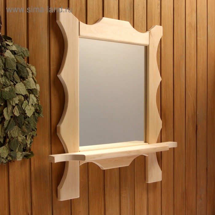 Зеркало резное с 1 полкой, 70×55×16 см - Фото 1