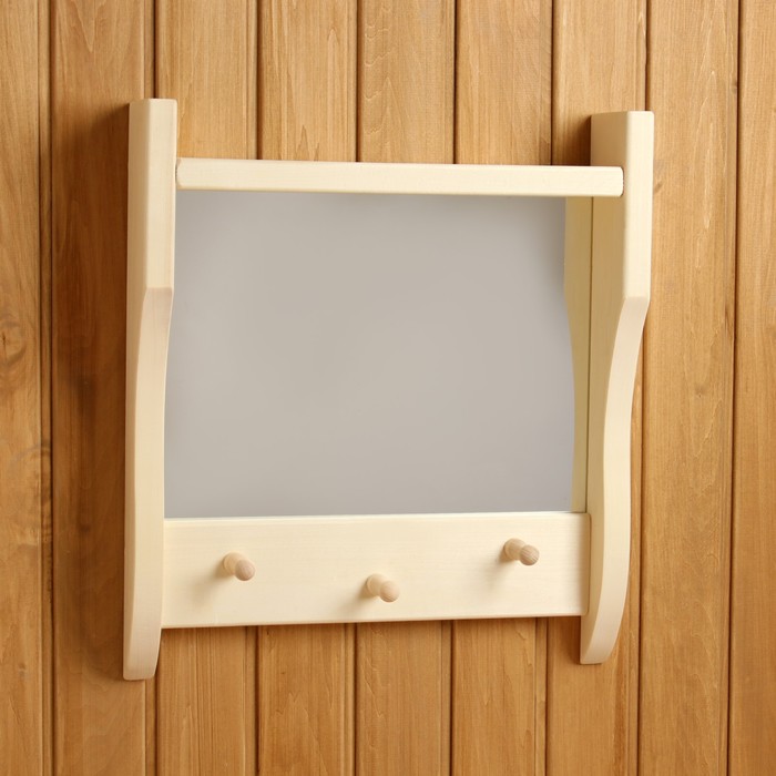 Зеркало резное с 1 полкой и 3 крючками, 45×50×10 см - Фото 1