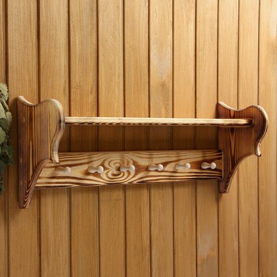 Полка - вешалка для бани и сауны, настенная, 72×23×17 см, липа, 6 крючков, «Добропаровъ»