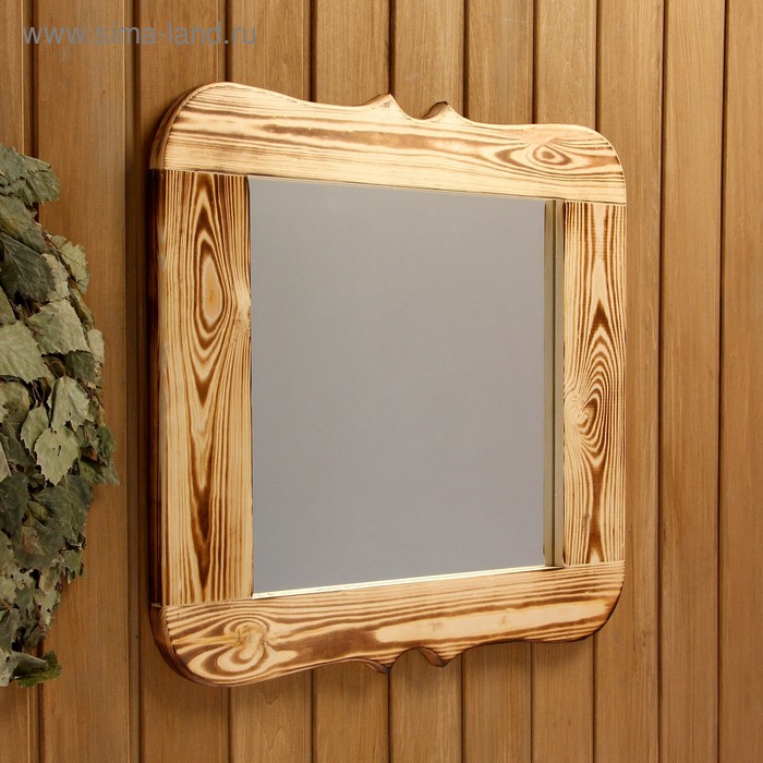Зеркало для бани, резное, 53×49×2.5 см, липа - Фото 1