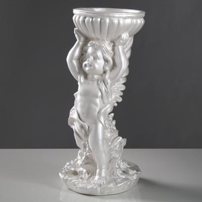 Статуэтка-кашпо "Ангел с чашей", перламутр, гипс, 20*20*52 см