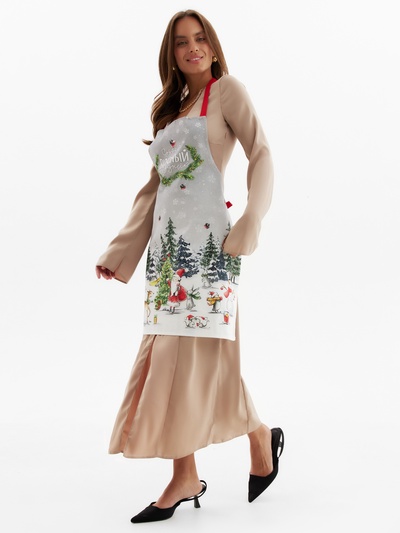 Фартук новогодний "Этель" Праздник в лесу 70х60 см,100% хл,саржа 190гр/м2