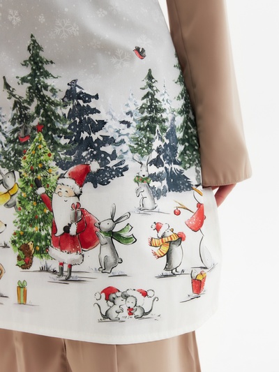 Фартук новогодний "Этель" Праздник в лесу 70х60 см,100% хл,саржа 190гр/м2