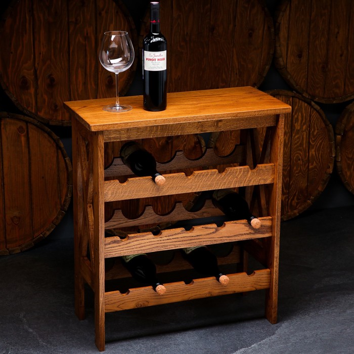 Стеллаж винный "Прованс", 15 бутылок, 70х64х32 см, массив дуба, темного ореха - Фото 1